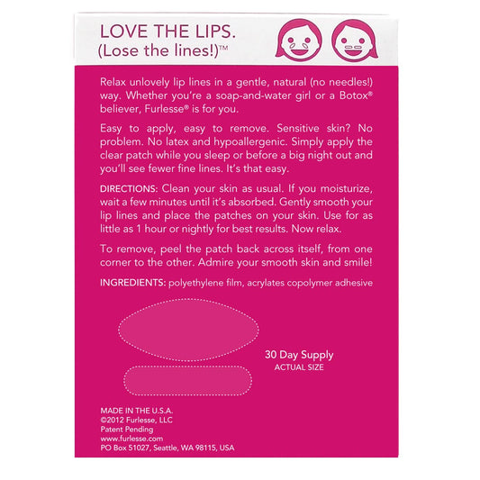 Furlesse Lip-Sticks Wrinkle Patches, Overnight Anti-Wrinkle Patches for Smile Lines, Fine Lines, and Expression Lines, Non-invasive Lip Patches, Anti-aging Skincare, 120 Patches, 30-Day Use