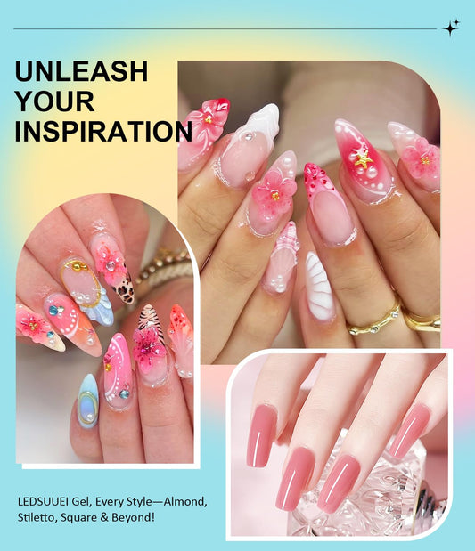 Solid Builder Gel for Nails LEDSUUEI - Pink 3D Nail Gel Sculpting Non-Sticky Hand Carving Glue Extension for Manicure Salon Home Decoration DIY 20g