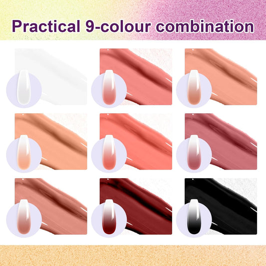 Gradient Painting Gel, 9 Colors Ombre Gel Nail Polish Nude Pink for Pigment Pat Aura Nails, French Manicure Long Lasting Home Salon DIY Nail Art Terracotta Blush(01)