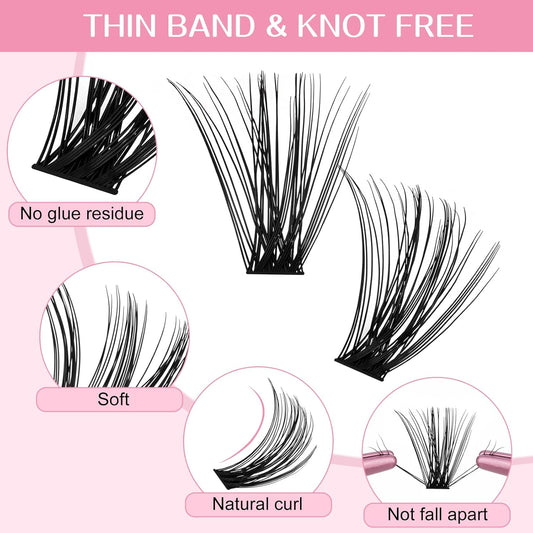 280 Pcs Individual Lashes 30D+40D Mixed Lash Clusters 14 Rows Cluster Lashes that Look Like Eyelash Extensions DIY Lash Extension Self Application At Home (30+40-D-14-20mix)