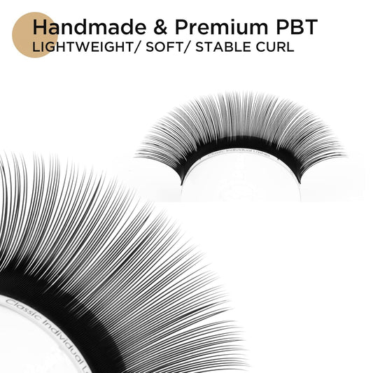 LASHVIEW Eyelash Extensions, Premium Single & Classic Individual Lashes, 0.10 Thickness D Curl 8-15mm Mixed Tray, Natural Semi-Permanent, Soft Application-Friendly