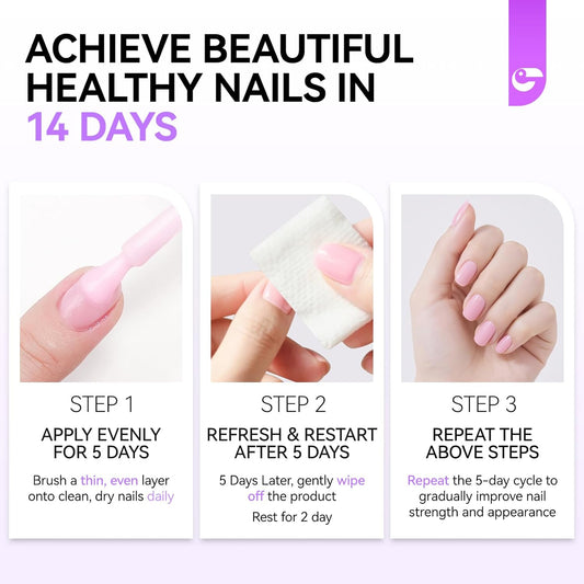 Nail Strengthener Protein for Damaged Nails: Pink 6 in 1 Natural Nail Hardener Extra Strong and Growth - Long Lasting Repair for Damaged Nails - Growth Oil for Salon Home Daily Work