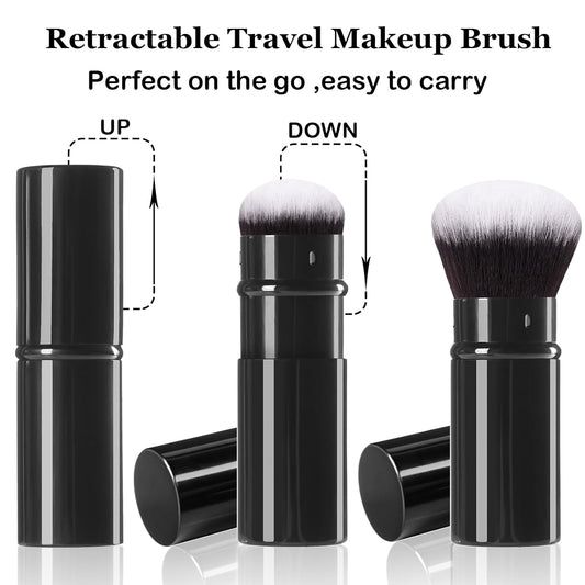 Retractable Makeup Brush,Travel Kabuki Powder Makeup Brush Face Blush Brushes for Blending Liquid, Foundation, Blush, Bronzer, Buffing, Sunscreen,Flawless Cosmetics