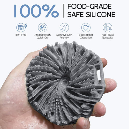 Silicone Body Scrubber, Exfoliating Body Wash Scrubbers Exfoliator, Shower Body Brush for Effective Showering Exfoliation and Gentle Massage (Gray)