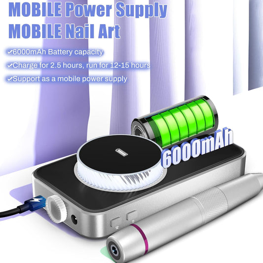 Electric Nail Drill Professional 50000RPM, 2025 Pro Fast Removal Electric Nail File for Acrylic Gel Nails, 6000mAh Rechargeable Nail Drill Machine, Efile Kit with 12pcs Bits for Manicure Salon Home