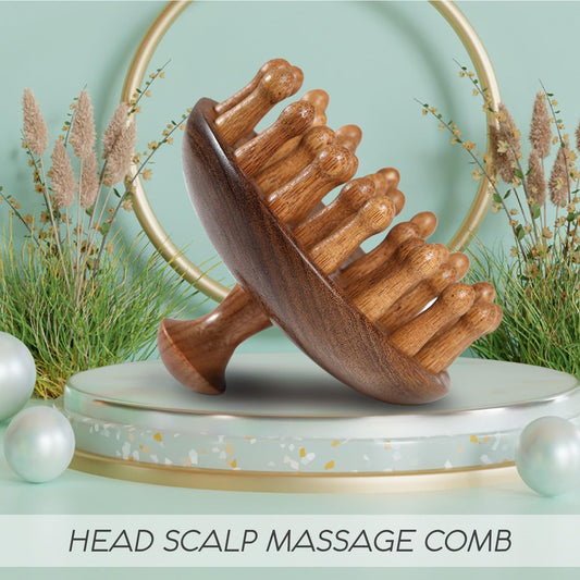 Wooden Scalp Massage Comb - Sandalwood Head Massager Tool, Gua Sha Brush for Women Men Hair Growth Body Massage