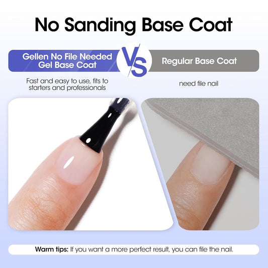 Gellen Crystal Base and Top Coat, 18ml Anti-scratch Nail Polish, Soak Off UV Light Cured Gel Top Coat, Salon Gel Polish