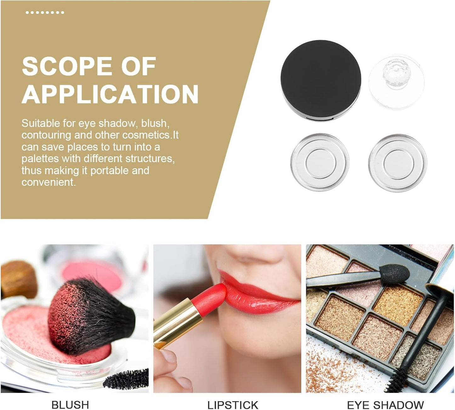 FRCOLOR 1 Set Portion Tray Loose Powder Compact Case Makeup Pallete Blush Storage Case Blush Container Reusable Blush Case Diy Empty Makeup Lipstick Container Blank Abs Sample Travel