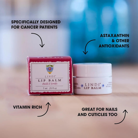 LINDI SKIN Lip Balm - Gentle, Non-Irritating, Vitamin E Formula That Hydrates and Soothes Dry, Chapped Lips - Soother for Nails & Cuticles - Allergy Tested Lip Balm for Cancer Patients (0.25 fl oz)