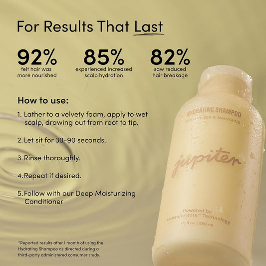 Jupiter Hydrating Shampoo – Moisturizing, Nourishing, and Strengthening Hair Care – Smooths, Revives, Enhances Shine – Color-Safe, Sulfate-Free, Paraben-Free, 9.5 fl. oz.
