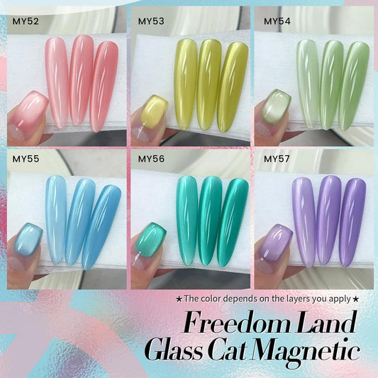 Born Pretty Magnetic Gel Nail Polish Pastel Water Light Cat Magnetic Eye Gel Jelly Glass Crystal Nail Polish Glitter Shimmer Auroras Magnetic Gel Nail Art Manicure Kit 6PCS