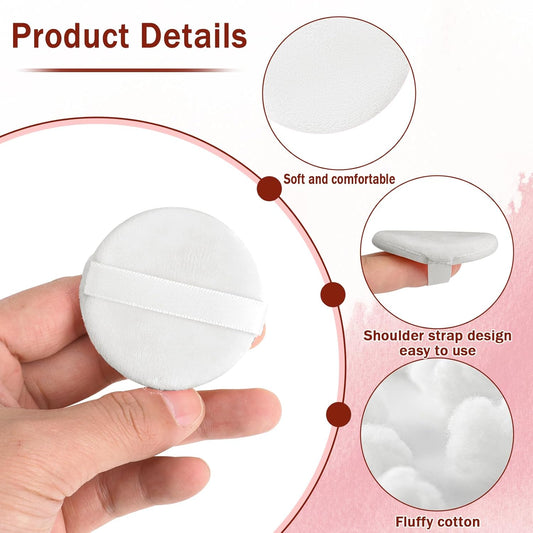 6 PCS Setting Powder Puff, 2 Inch Small Round Makeup Powder Puff Pads with Ribbon Soft Velour Eye Shadow Puff Cosmetic Foundation Blender Sponge Beauty Makeup Tools for Loose Powder & Liquid Cosmetic