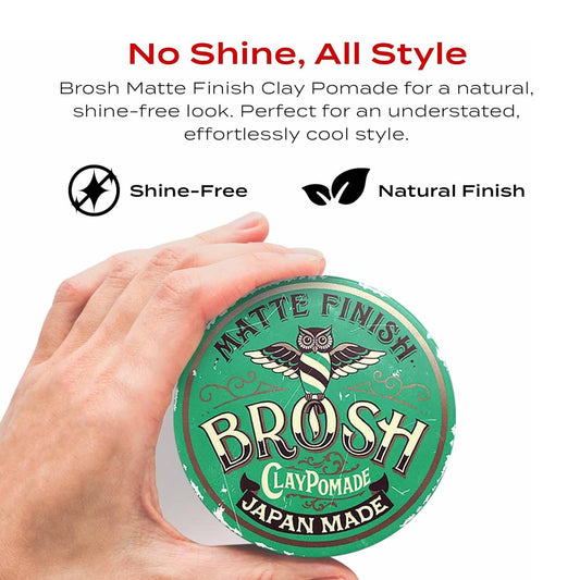 Matte Finish Clay Pomade with Medium Hold & Natural Finish, Lightweight Water-Based Hair Styling Paste for Men, 4 Oz