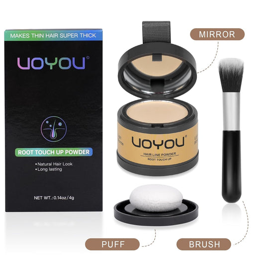 Root Touch Up Powder Instantly Conceals Hair Loss, Gray Root Cover Up Powder, Water & Sweat Resistant Hair Powder for Thinning Hair Men & Women, Includes Brush (Light Brown, 4g Bottle with Brush)