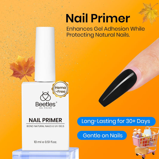 Beetles 15ml Nail Dehydrator and Primer - Acid Free & Hema-Free Natural Prep Dehydrate and Bond Primer for Acrylic Fast Dry Nail Supplies Professional Salons Halloween Set