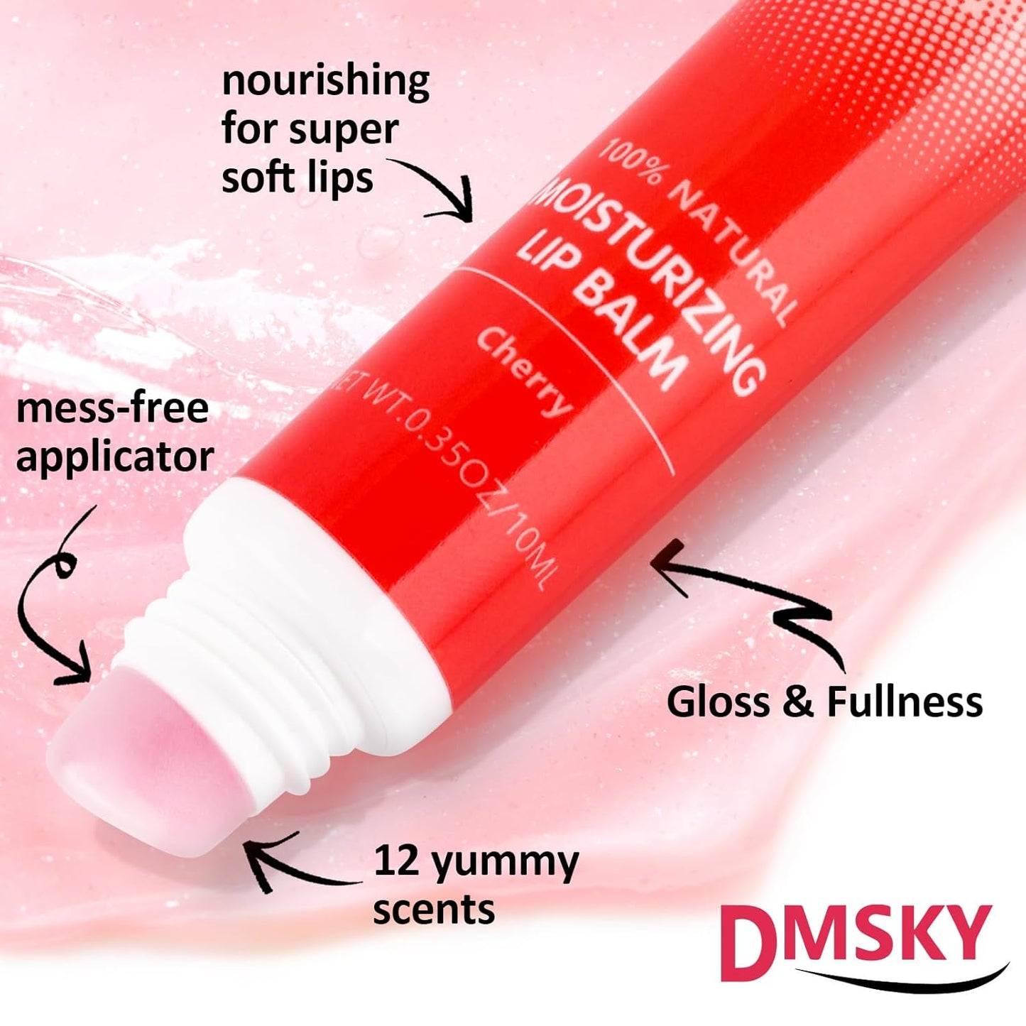 Dmsky 36 Pack Lip Gloss Bulk, Squeeze Clear Lip Gloss Set with Shea Butter, Moisturizing High Shine Glossy Lip Oil for Dry Chapped Lips-12 Flavors
