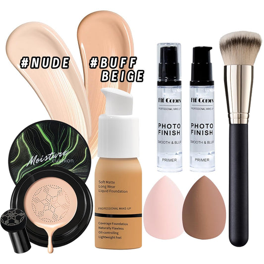 Makeup Kit Set for Women, Makeup Present for Women Teens Girl, Eyeshadow Palette Foundation CC Cream Primer Brush Spong Contour Lipstick Eyebrow Soap Mascara Eyeliner Cosmetic bag
