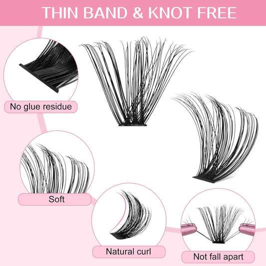 Individual Lashes 60D Mixed 0.05 Lash Clusters 14 Rows that Look Like Eyelash Extensions DIY Lash Extension Self Application At Home (60D-D-9-16mix)