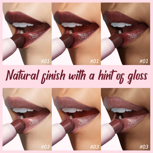 2PCS Tinted Lip Balm, Natural Semi-Gloss Finish, Hydrating Coloring 2 in 1 Lip Stick for Girls & Women 01&03