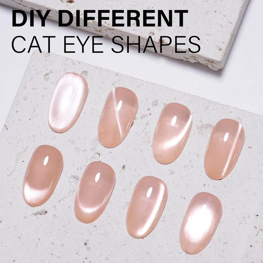AILLSA Glass Cat Eye Gel Nail Polish, 15ml Nude Glitter Jelly Sheer Gel Polish, Translucent Magnetic Shimmer Sparkle Nail Art U V Salon 0.5 OZ GF39