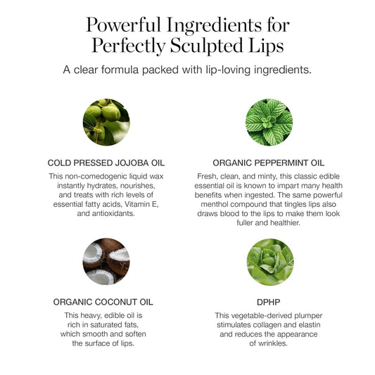 Ogee Sculpted Lip Oil - Lip Stain Made with 100% Organic Coconut Oil, Jojoba Oil, and Vitamin E - Best as Lip Balm or Overnight Lip Treatment - CLEAR