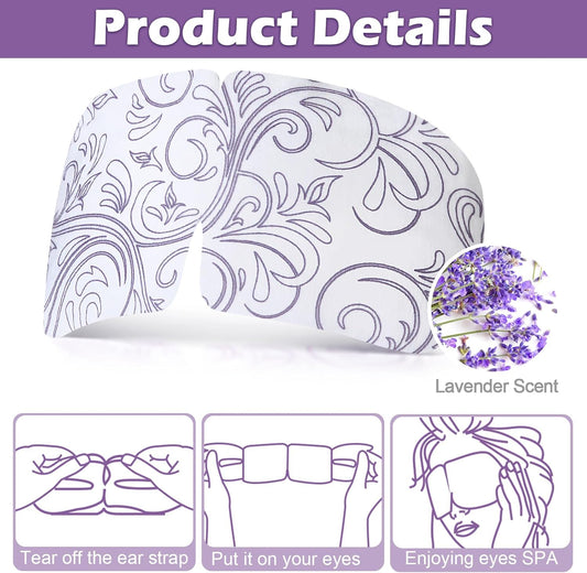 48 Packs Steam Eye Mask Disposable Self Heating Eye Mask for Dry Eyes Spa Warm Sleep Eye Mask for Home Office Travel Eyestrain Relieve (Lavender)