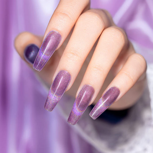 RARJSM Cat Eye Gel Nail Polish, Galaxy Chameleon Magnetic Gel Violet Purple Holographic Glitter Gelpolish Soak Off UV LED DIY Manicure Art for Salon Designs and Home DIY 7.5ML/0.26fl oz