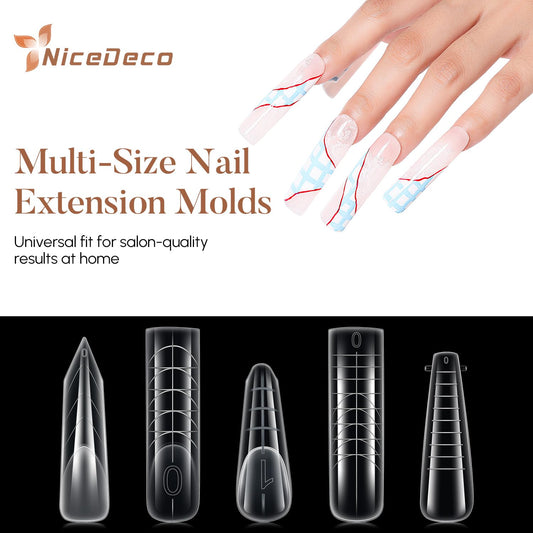 Poly Extension Gel Dual Nail Forms, 120pcs Nail Molds for Builder Extension, 5 Style 12 Size Dual Forms for Gel Nail Tips Nail Art Design Salon DIY Kit 3