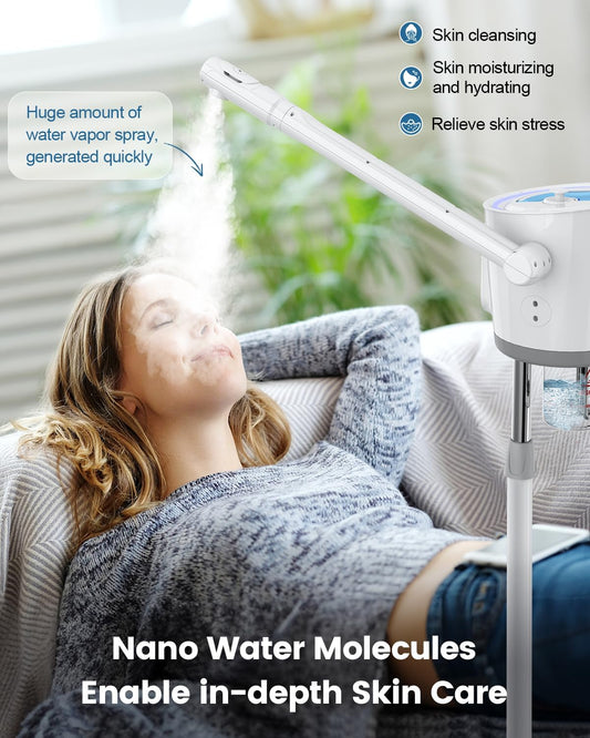 Kingsteam Professional Facial Steamer with Ozone - Ionic Nano Hot Mist Steamer with Large Capacity and 30 Min Timer for Estheticians, Beauty Salons, and Home Skin Care Use