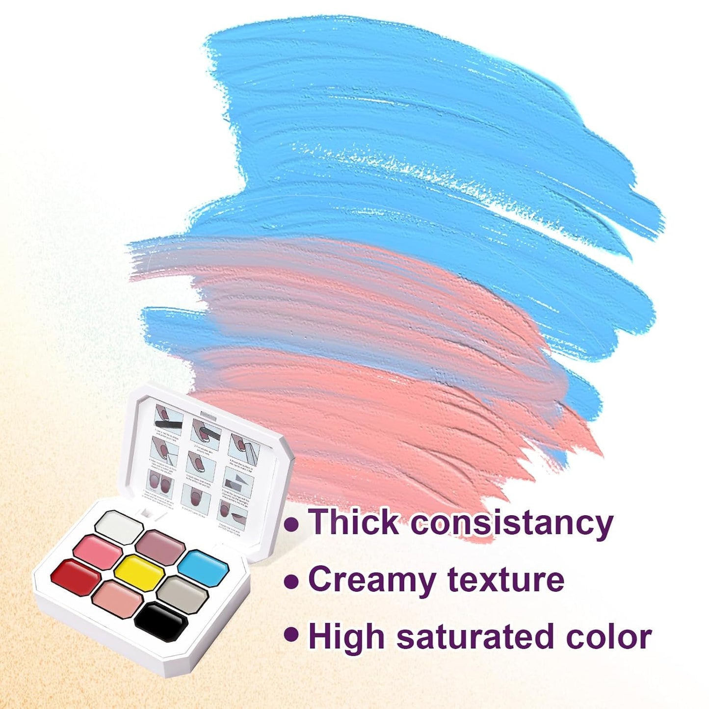 Gradient Painting Gel, 9 Colors Ombre Gel 3D Sculpture Effect Black&White Nude Pink Sponging for Pigment Pat Aura Nails French Manicure Soak Off UV Artistic Inspiration