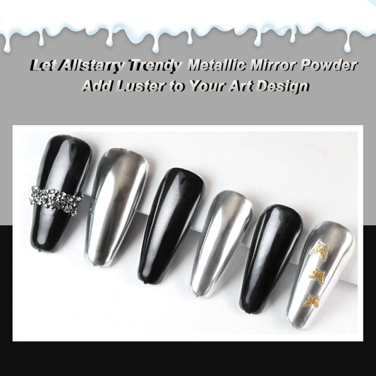Allstarry Chrome Nail Powder 2pcs Black Silver Metallic Mirror Effect Dust Glitter Glazed Manicure Decoration Reflective Pigment for Gel Polish Nail Art Decoration- Milky Trajectory