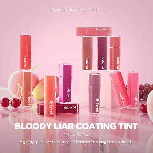 lilybyred Bloody Liar Coating Tint | Korean Glossy Lip Stain, Vivid & Juicy Color, Syrupy Shine, Moisturizing, Long-Lasting & Smudge-Proof, Non-Sticky, Lightweight, 0.14 oz. (02 Sentimental Lychee)