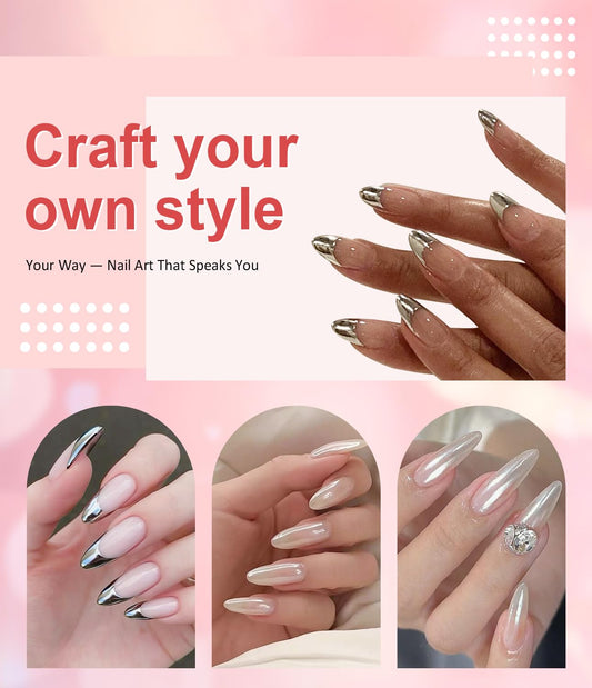 Pearl Chrome Nail Powder BISHENGYF -【Mirror Shinny Effect】 Magic Mirror Silver Chrome Nail Powder Aurora Mermaid Iridescent White Pearl Clear Nail Chrome Powder Pigment Glitter Dust for Manicure DIY