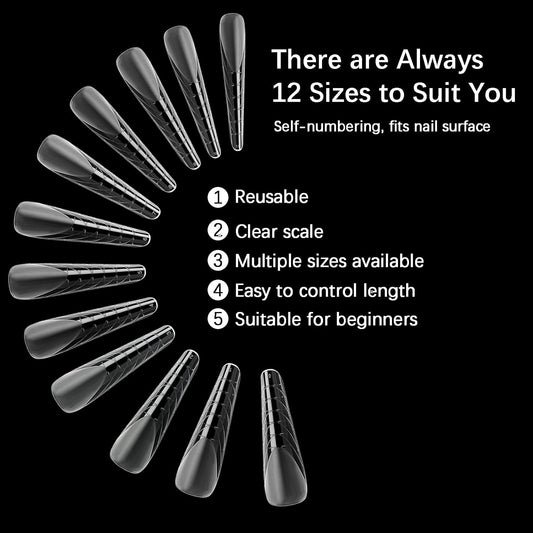 120 Pcs Dual Nail Forms 12 Sizes Half Matte Extension Poly Nail Gel Full Cover Nail Molds With Scale Builder Coffin Nail for Gel Manicure Nail Art Design Salon DIY at Home