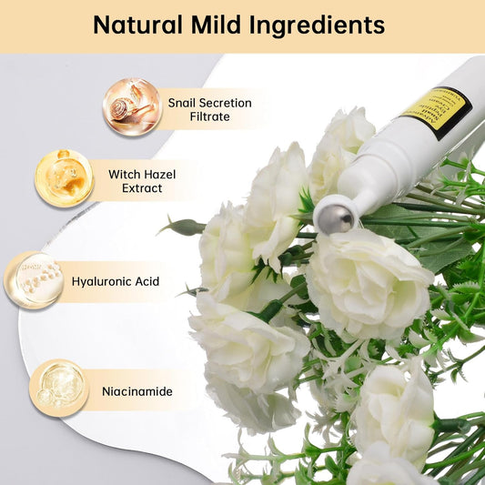 Snail Peptide Eye Cream For Moisturizing, Snail Mucin Under Eye Cream With Niacinamide, Hyaluronic Acid, 17 ML Snail Eye Cream For Dark Circles, Puffiness and Fine Lines.