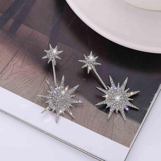 Starburst Jacket Earrings Gold Rhinestone Sun Earrings Front Back Studs Earrings Boho Celestial Earrings Jewelry for Women and Girls Gifts