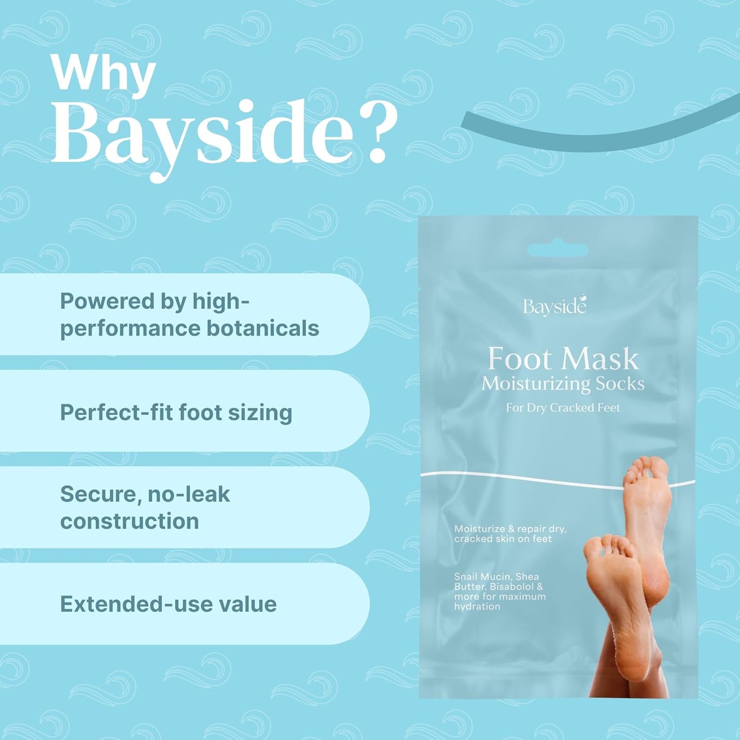 Foot Mask Moisturizing Socks for Dry Cracked Feet | Hydrates with Snail Mucin Shea Butter Hyaluronic Acid Bisabolol Vitamin E | Exfoliating Foot Mask for Callus Removal Dead Skin and Soft Feet
