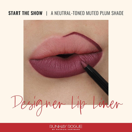 Runway Rogue Designer Liner Lip Pencil, Matte Muted Plum Lip Liner Pencil and Lip Liner Sharpener, ‘Start the Show’
