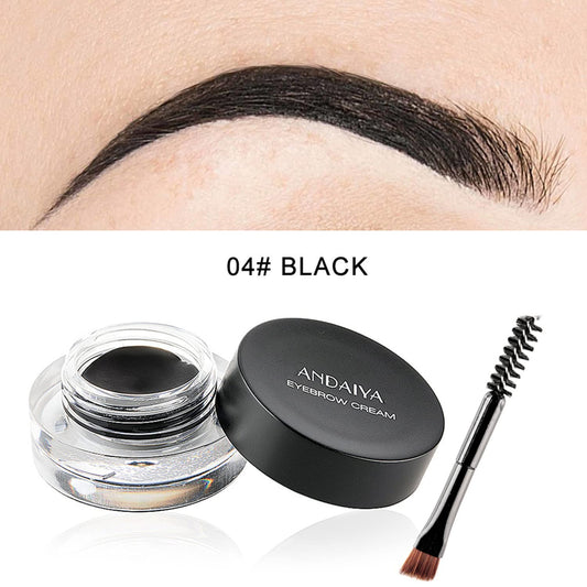 MAEPEOR 12 Colors Eyebrow Pomade Full-pigmented Long Lasting Waterproof Eyebrow Cream Gel Filling & Shaping Tinted Eyebrows Enhancers with Brush for Daily or Cosplay (04 Black)