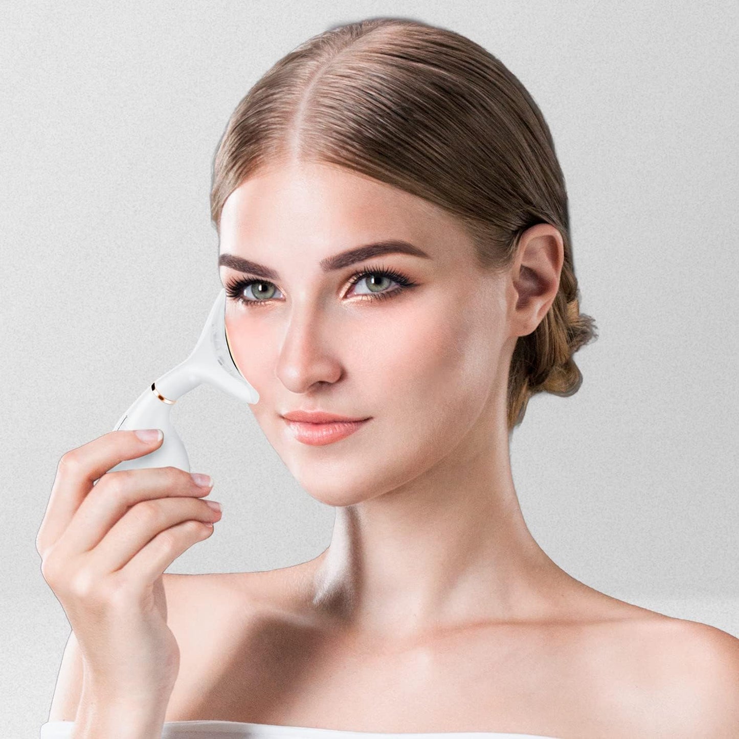 Ms.W 3-in-1 Beauty Massager for Face and Neck, Facial Massager with Heat, Vibration and Led, Electric Face Massager for Skin Improve, Smooth, Firm