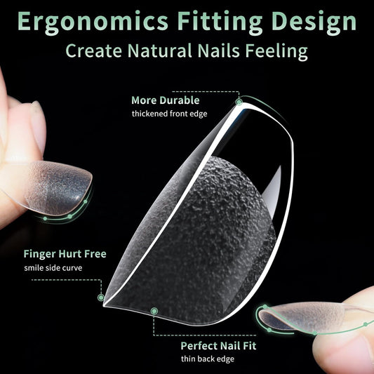 Extra Short Square Nail Tips, 216pcs Acrylic Soft Fake Nails Gel Nail Tips, Full Cover Pre-Shaped Matte Clear Press on Nails for Extension, Diy at Home Manicure 12 Sizes