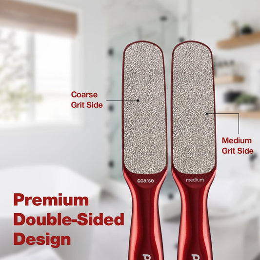Probelle Double Sided Multidirectional Nickel Foot File Callus Remover - Immediately Reduces calluses and Corns to Powder for Instant Results, Safe Tool (Red)