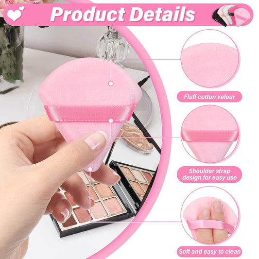 Caffox 60pcs powder puffs for face powder, Triangle Powder Puff for Setting Powder, Makeup Puffs for Loose Powder and Press Powder, Makeup Sponge Powder Applicator for Face and Eye