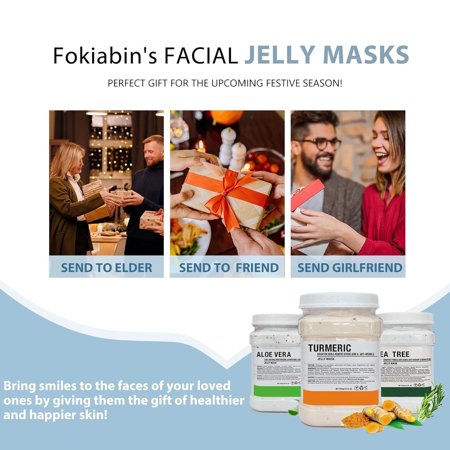 Jelly Mask for Facials, Hydrating & Moisturizing Peel-Off Rubber Gel Face Mask Skin Care for Deep Hydration & Glow, 23 Fl Oz Jar Professional Spa Use for All Skin Types with hyaluronic acid