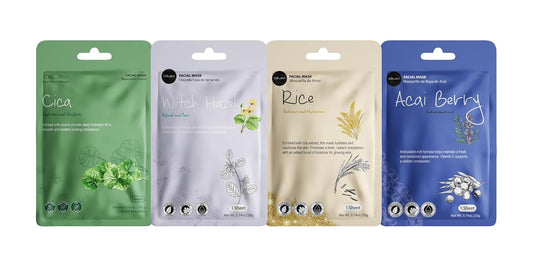 Celavi K-Beauty Skincare Essence Facial Face Mask Korea Skin Care Moisturizing C Set 12 Pack