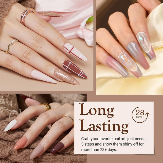 AZUREBEAUTY Dip Powder Nail Kit Classic Brown Nude Collection Glitter Fall 20 Colors Neutral Chocolate Skin Tone Dip Liquid Set with Base/Top Coat Activator French Art Manicure Salon Home