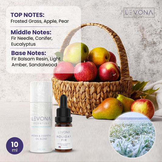 Levona Scent Christmas Essential Oils for Diffuser: Holiday Fir Essential Oil for Diffusers for Home - Essential Oils with Notes of Sandalwood & Amber Oil - Winter Fir and Balsam Fragrance - 10Ml