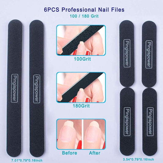 Nail Files and Buffers, 20PCS Professional Emery Board Nail File for Natural & Acrylic Nails, Reusable & Washable 100/180 & 600/3000 Grit Nail Buffer Block for Women Home and Salon