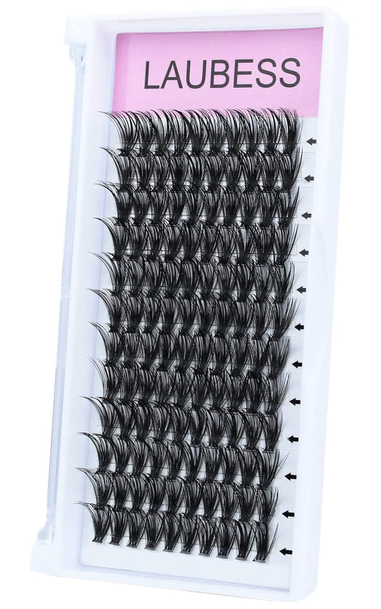 Lash Clusters LAUBESS Individual Lashes Waterproof Eyelash Clusters Mixed Tray Cluster Eyelash Extensions Soft Cluster Lashes for Beginners (40D-D-12)