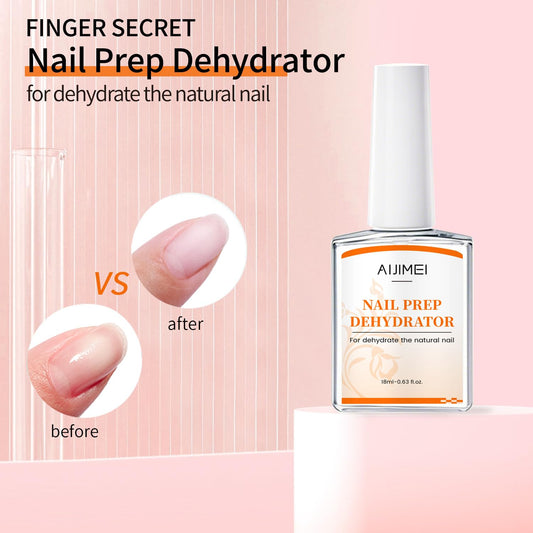 AIJIMEI Professional Natural Nail Polish Dehydration and Acid Free Primer for Acrylic Acid and Gel Nail Polish, Quick Drying Advanced Adhesive Set(18ml/0.63fl.oz)
